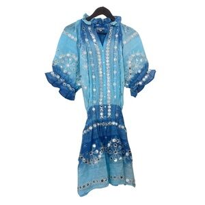 Juliet Dunn Blue and White Mini Dress